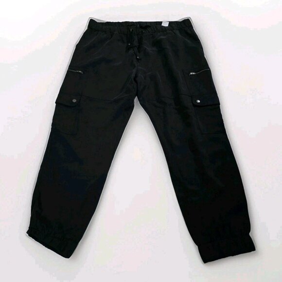 Banana Republic Cargo Pants XL Womens Black Zipper Jogger Lyocell Utility Grunge - Picture 11 of 16